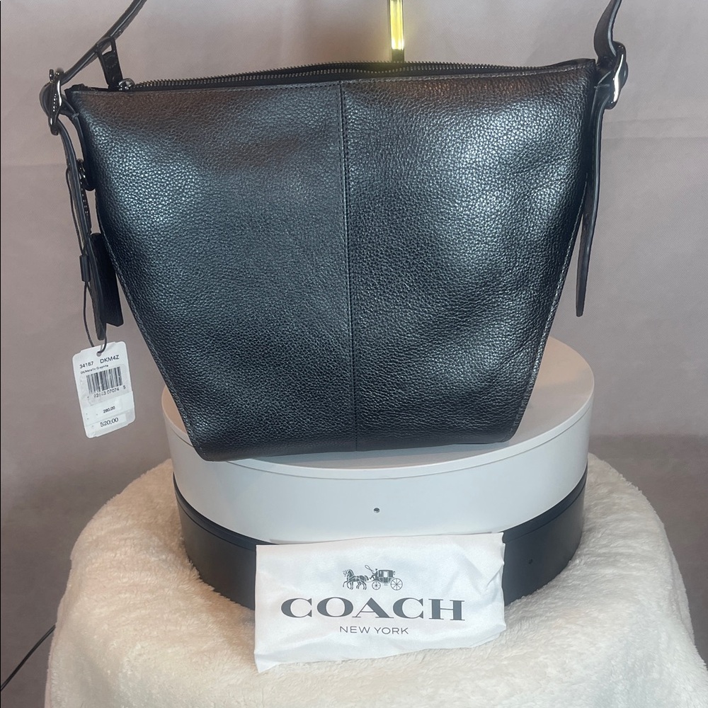 COACH = Elegant Gray Leather COACH Shoulder Bag . - Picture 8 of 12